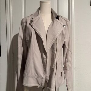 Guess Light Beige Leather Moto Jacket (LARGE)